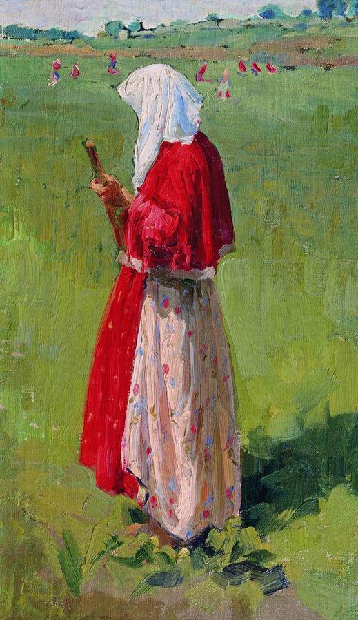 Peasant Woman with Rake by Ivan Kulikov,16x12(A3) Poster