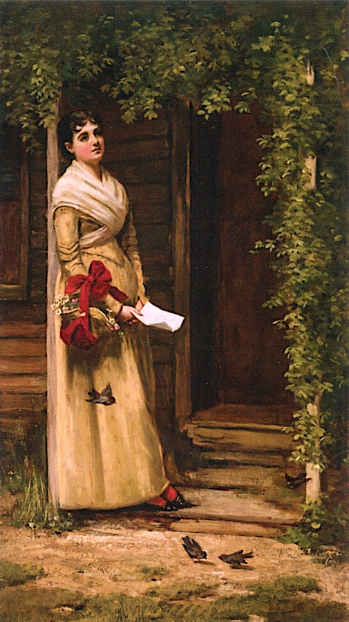 What Shall My Answer Be?, vintage artwork by Helen (Nellie) Sheldon Jacobs Smillie, 12x8" (A4) Poster