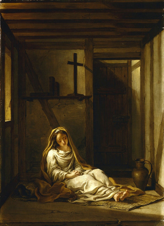 Saint Thais in her Cell, vintage artwork by Charles-Antoine Coypel IV, 12x8" (A4) Poster