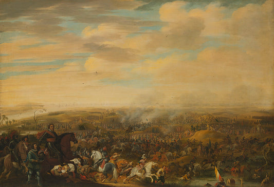 Prince Maurice at the Battle of Nieuwpoort, 2 July 1600, vintage artwork by Pauwels van Hillegaert, 12x8" (A4) Poster