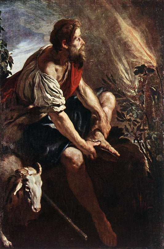 Moses before the Burning Bush, vintage artwork by Domenico Fetti, 12x8" (A4) Poster