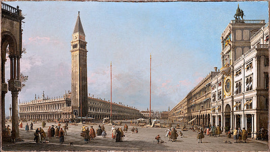 Piazza San Marco Looking South and West, vintage artwork by Canaletto, 12x8" (A4) Poster