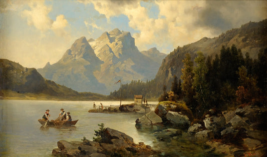 Summer Landscape with Lake, vintage artwork by Josef Thoma, 12x8" (A4) Poster