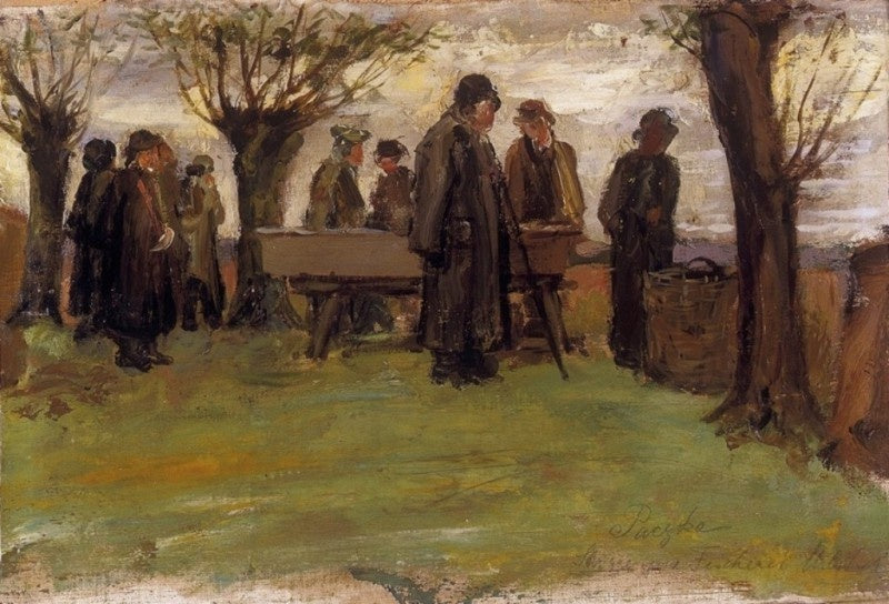 Preparation for the Fishing, vintage artwork by Ferencz (Franz) Paczka, 12x8" (A4) Poster