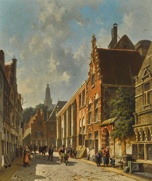 A Busy Street in Summer, vintage artwork by Adrianus Eversen, A3 (16x12") Poster Print