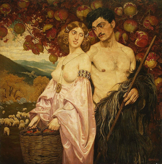 Self-portrait with the Artist’s Wife, Sycylijką, vintage artwork by Edward Okuń, 12x8" (A4) Poster