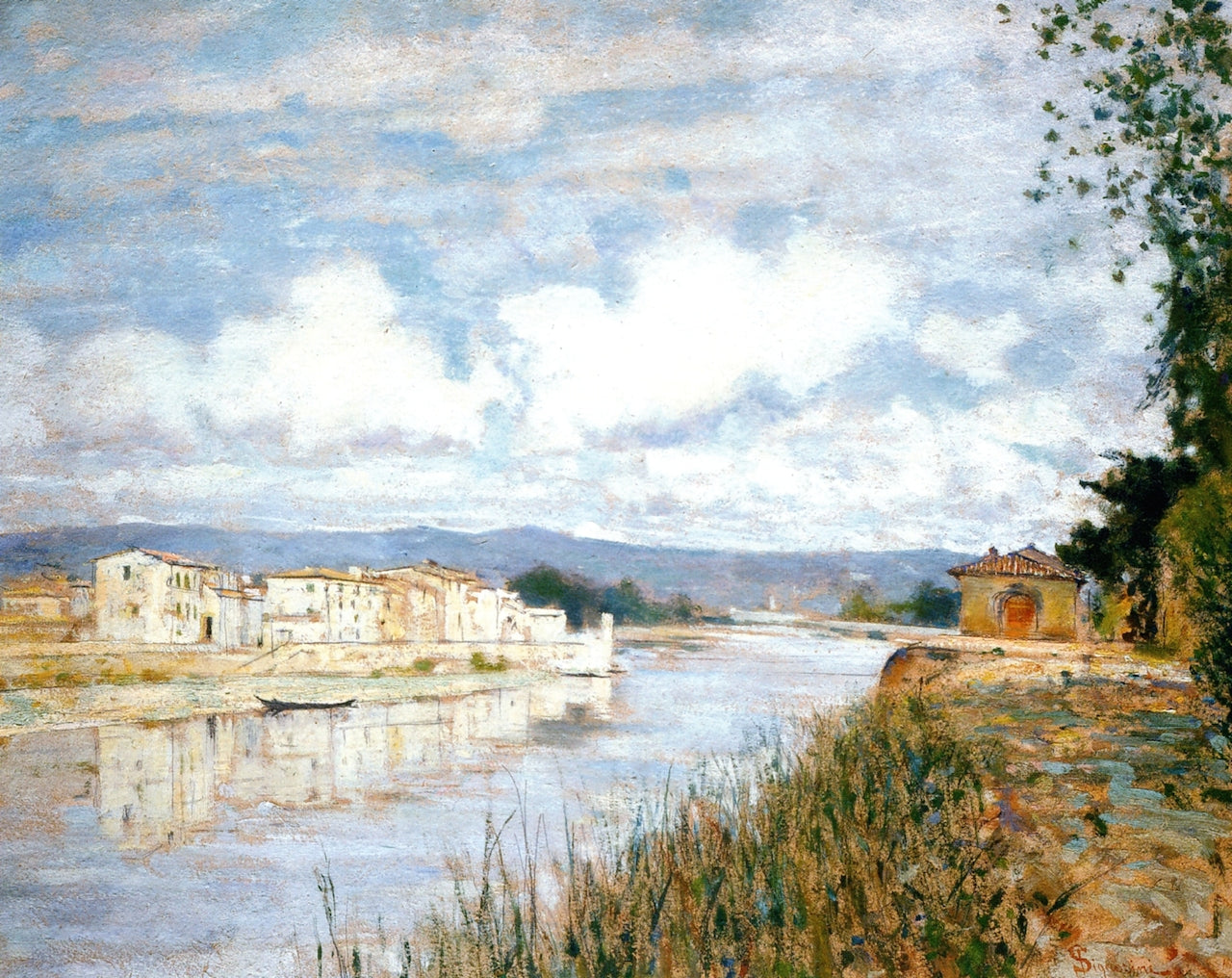 Limite sull'Arno, vintage artwork by Telemaco Signorini, 12x8" (A4) Poster