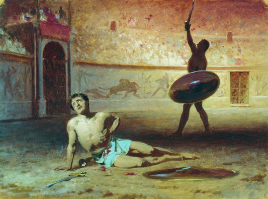 The Dying Gladiator, vintage artwork by Fedor Bronnikov, 12x8" (A4) Poster