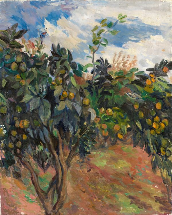 Orange Trees with Fruits, vintage artwork by Aristarkh Lentulov, 12x8" (A4) Poster