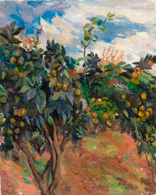 Orange Trees with Fruits, vintage artwork by Aristarkh Lentulov, 12x8" (A4) Poster