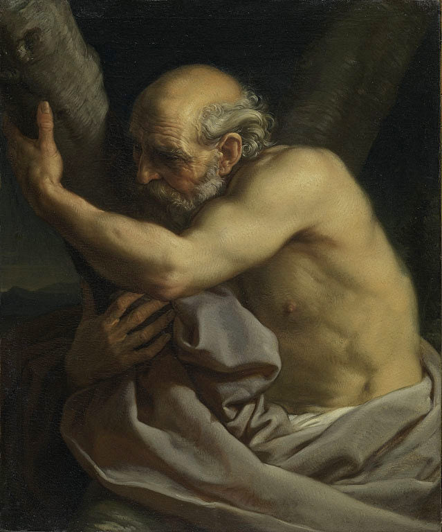 God and the Twelve Apostles - Saint Andrew, vintage artwork by Pompeo Batoni, 12x8" (A4) Poster