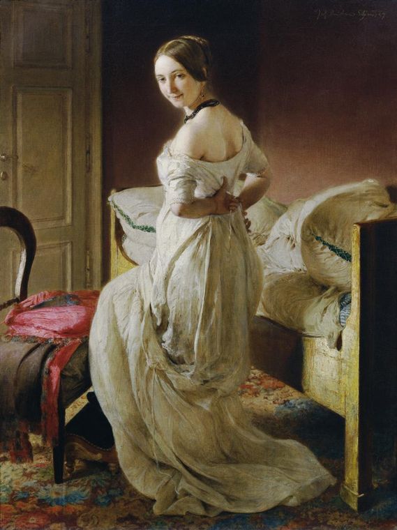 Woman in the Negligee, vintage artwork by Johann Baptist Reiter, A3 (16x12") Poster Print
