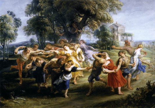 Dance of Italian Villagers, vintage artwork by Peter Paul Rubens, 12x8" (A4) Poster