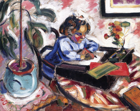 Little Schoolgirl, vintage artwork by Henri Le Fauconnier, 12x8" (A4) Poster