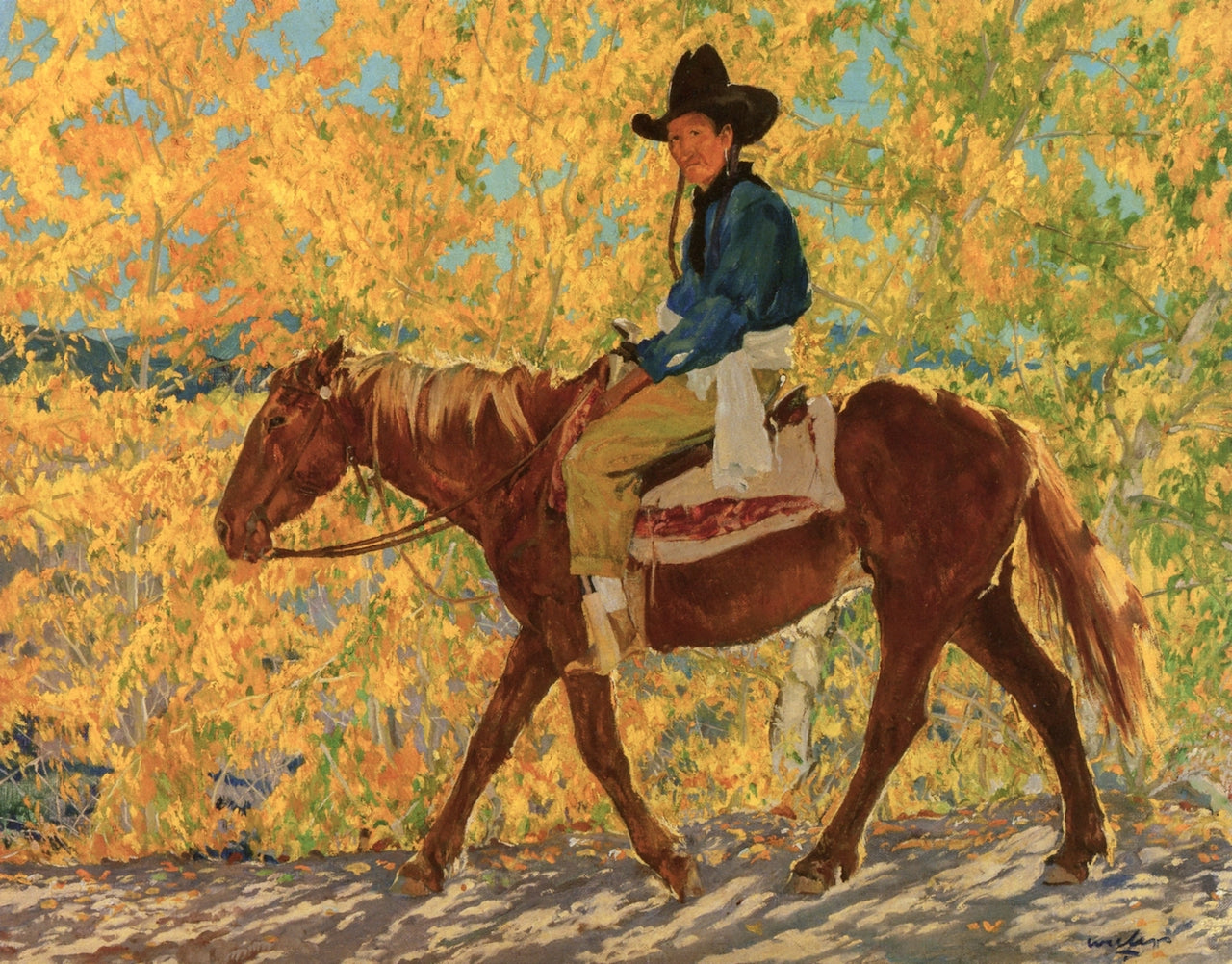 A Ride in Autumn by Walter Ufer,16x12(A3) Poster