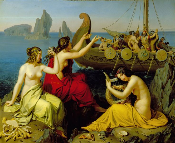 Odysseus and the Sirens, vintage artwork by Alexander Bruckmann, A3 (16x12") Poster Print