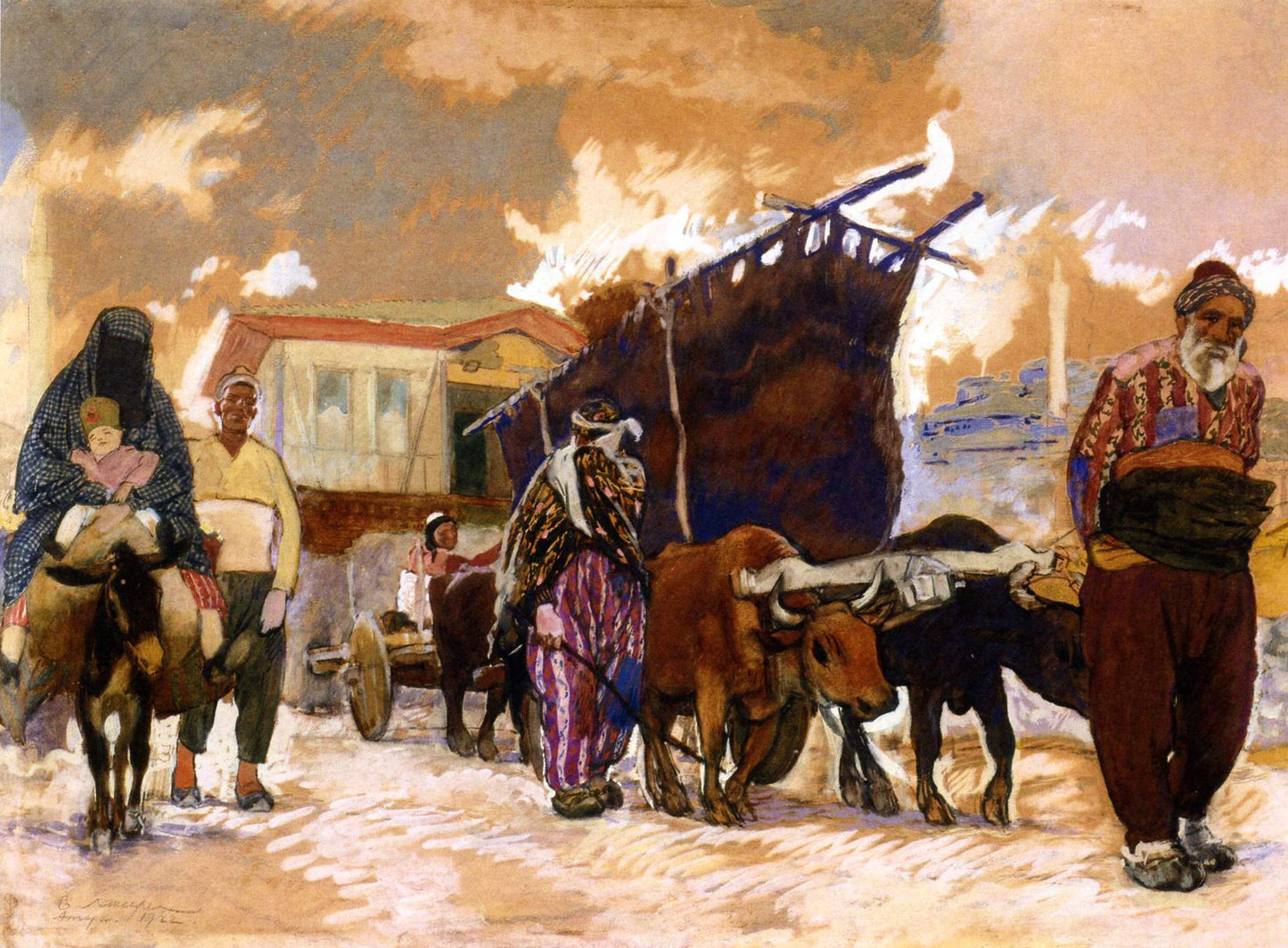 Street in Ankara, vintage artwork by Evgeny Lanceray, 12x8" (A4) Poster