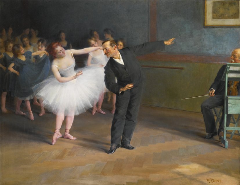 The dancing school, Prague, vintage artwork by Frantisek (Franz) Dvorak, 12x8" (A4) Poster