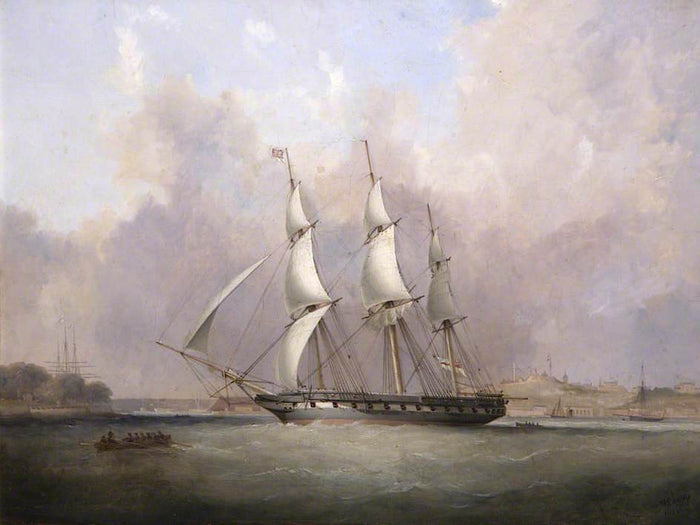 HMS 'Thetis' at Mount Wise, Built at Devonport, vintage artwork by Nicholas Condy, A3 (16x12