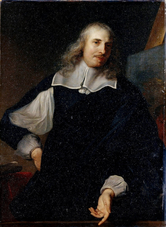 Portrait of Michel Corneille the Elder, vintage artwork by Jacob Van Loo, 12x8" (A4) Poster