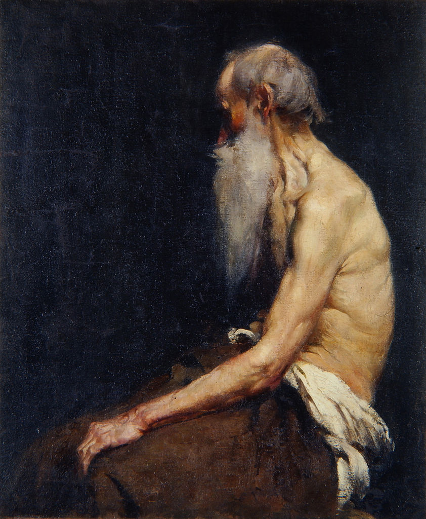 Sitting Old Man by Anton Aszbe,A3(16x12")Poster