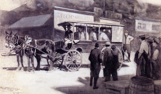 All the Boys Watched Me Leave with the Men, vintage artwork by Frank Tenney Johnson, 12x8" (A4) Poster