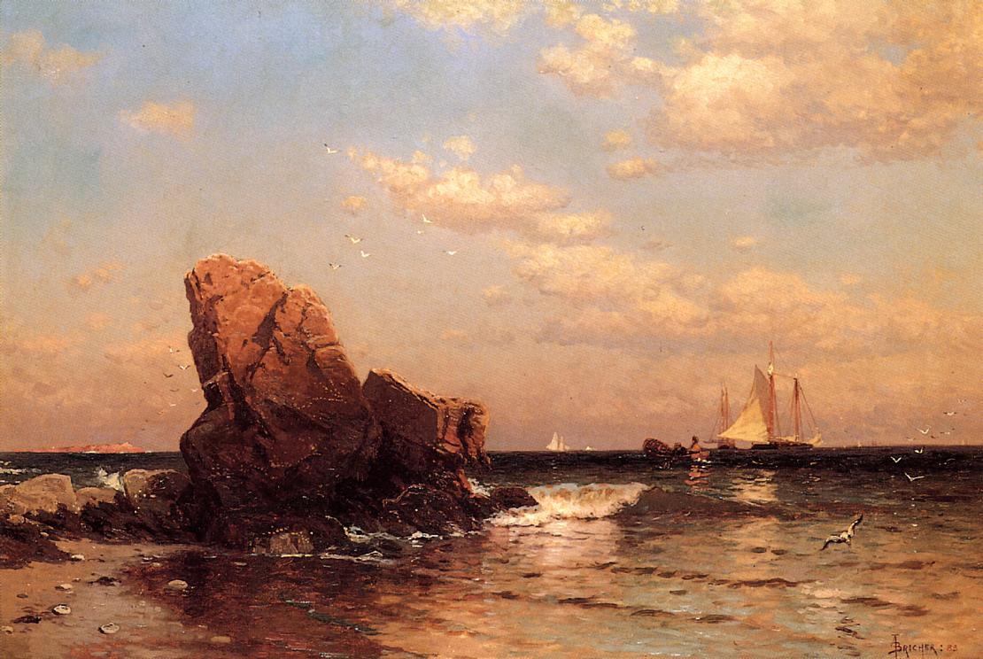 by  the Shore, vintage artwork by Alfred Thompson Bricher, 12x8" (A4) Poster