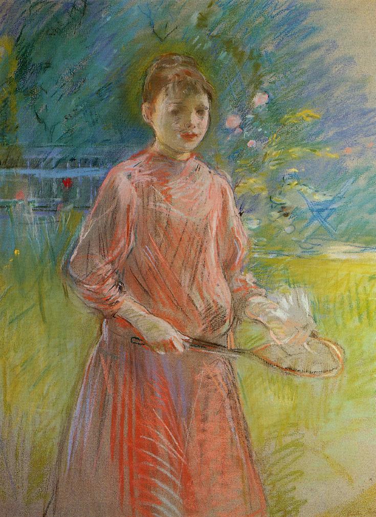 Girl with Shuttlecock, vintage artwork by Berthe Morisot, 12x8" (A4) Poster
