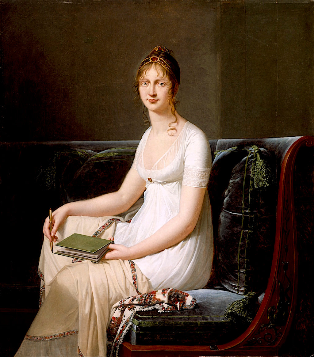 Portrait of a Woman Holding a Pencil and a Drawing Book, vintage artwork by Robert Lefèvre, 12x8" (A4) Poster