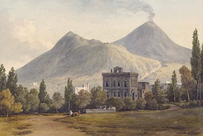 Mount Vesuvius from San Gregorio, vintage artwork by John Warwick Smith, 12x8" (A4) Poster