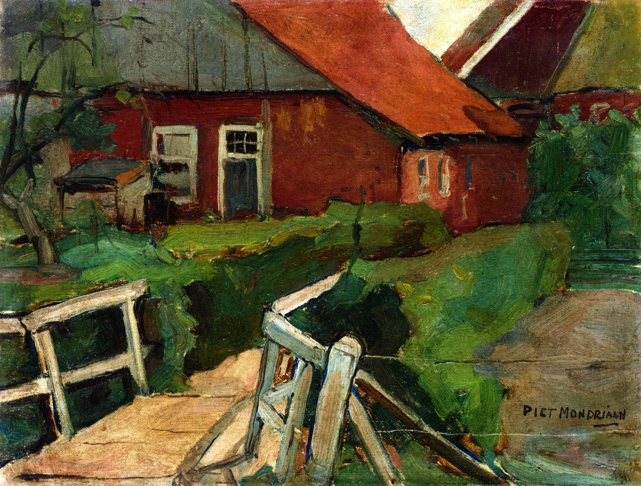 Farm Building with Bridge by Piet Mondriaan,16x12(A3) Poster