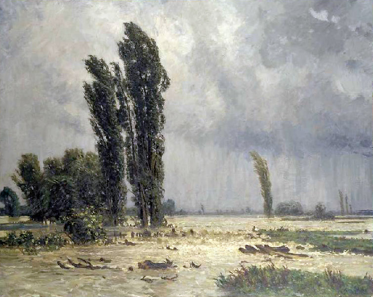 Flood, vintage artwork by Johann Stäbli, 12x8" (A4) Poster