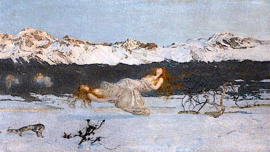 The Punishment of Lust, vintage artwork by Giovanni Segantini, 12x8" (A4) Poster