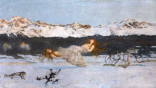 The Punishment of Lust, vintage artwork by Giovanni Segantini, 12x8" (A4) Poster