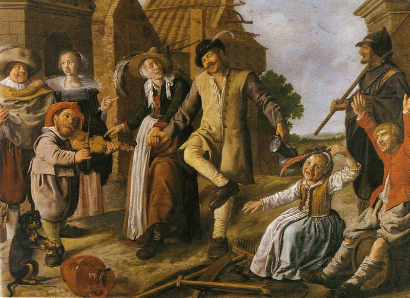 Dancer in a Village Street, vintage artwork by Jan Miense Molenaer, 12x8" (A4) Poster