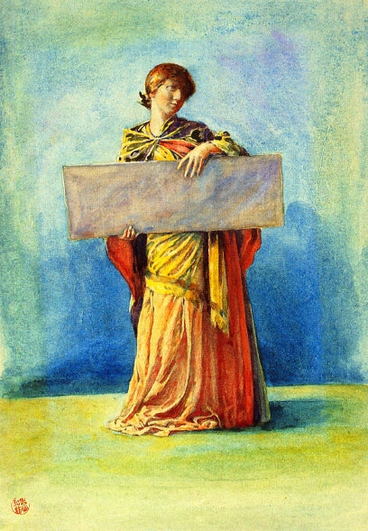 Girl with Tablet, vintage artwork by John La Farge, 12x8" (A4) Poster