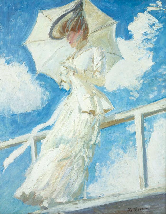 Portrait of Madame Helleu with Umbrella by Paul Cesar Helleu,A3(16x12