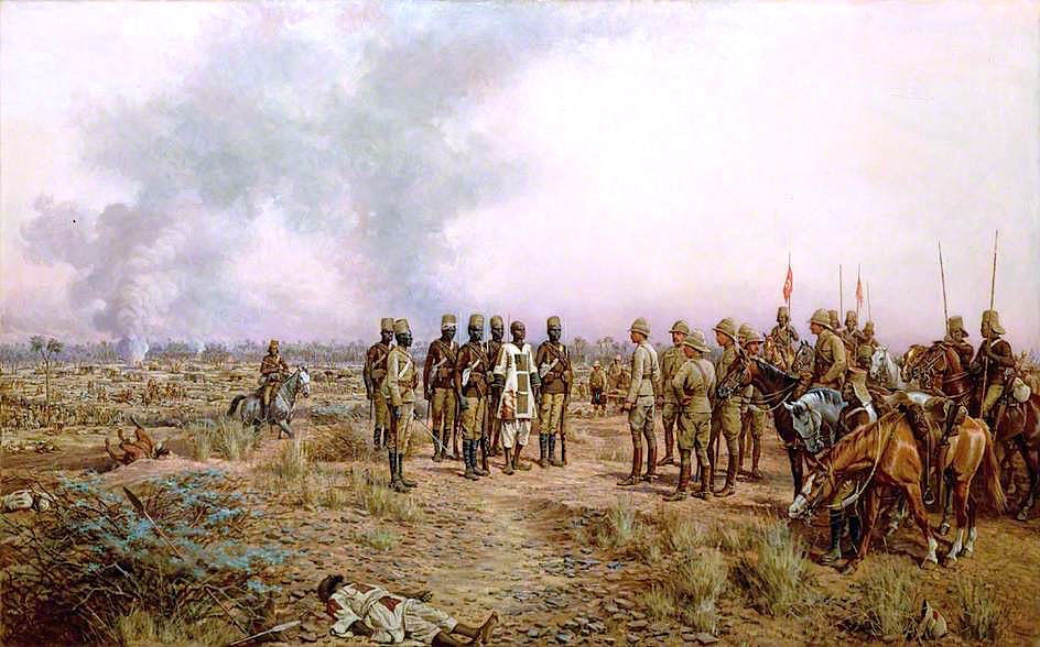 After the Battle. The Emir Mahmud Brought Prisoner to Herbert Kitchener, Atbara, 8 April 1898, vintage artwork by Godfrey Douglas Giles, 12x8" (A4) Poster