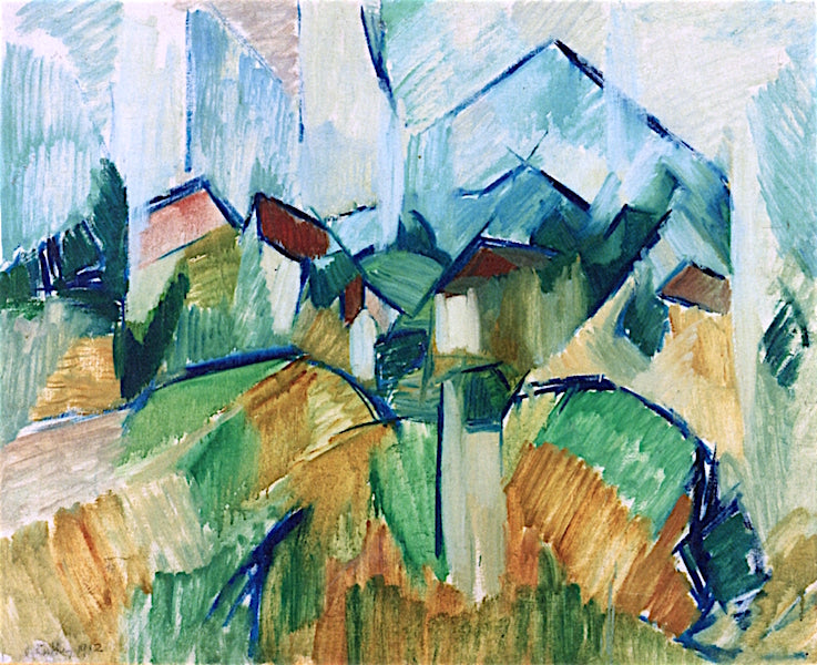 Hill with Houses by Oscar Wilhelm Lüthy,16x12(A3) Poster