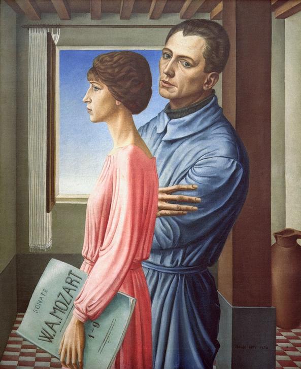 Portrait of the Artist and his Wife by Ubaldo Oppi,16x12(A3) Poster
