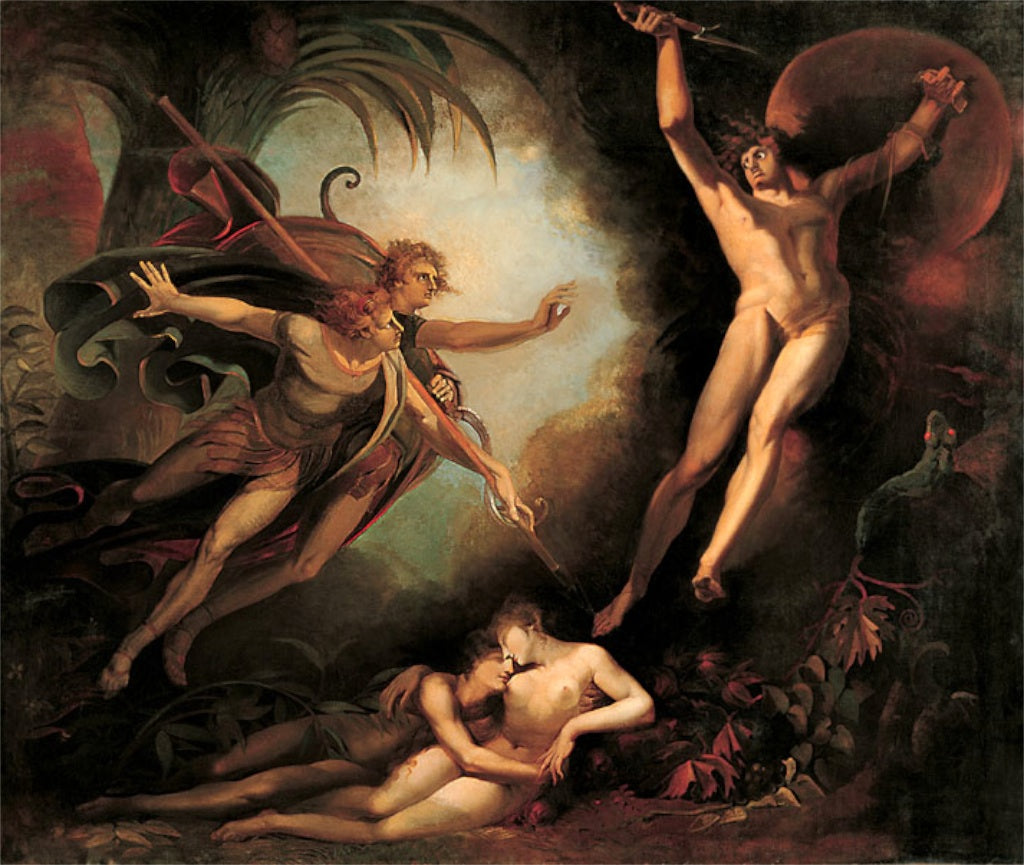 Satan Starting from the Touch of Ithuriel’s Spear, vintage artwork by Johann Heinrich Füseli, 12x8" (A4) Poster