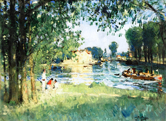 Afternoon on the Seine, vintage artwork by Pierre-Eugène Montezin, 12x8" (A4) Poster