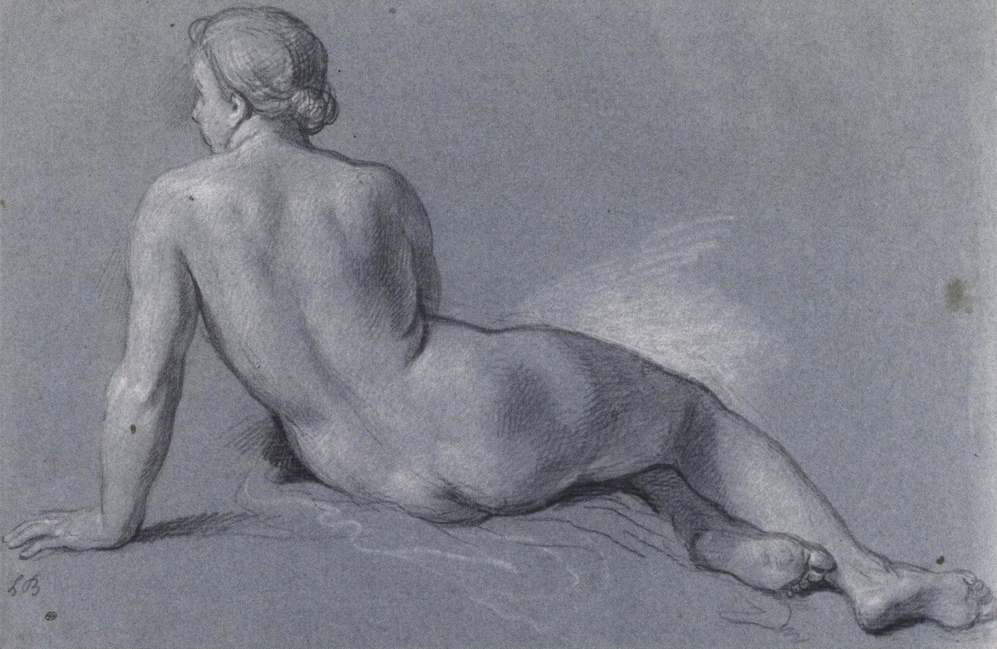Naked Yoman Seen from the Back, vintage artwork by Louis de Boullogne the Younger, 12x8" (A4) Poster
