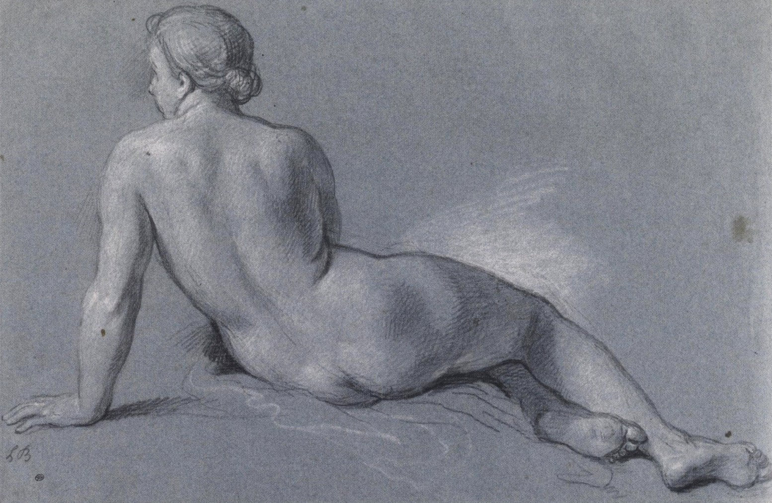 Naked Yoman Seen from the Back, vintage artwork by Louis de Boullogne the Younger, 12x8" (A4) Poster