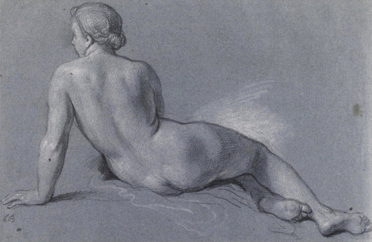 Naked Yoman Seen from the Back, vintage artwork by Louis de Boullogne the Younger, 12x8" (A4) Poster