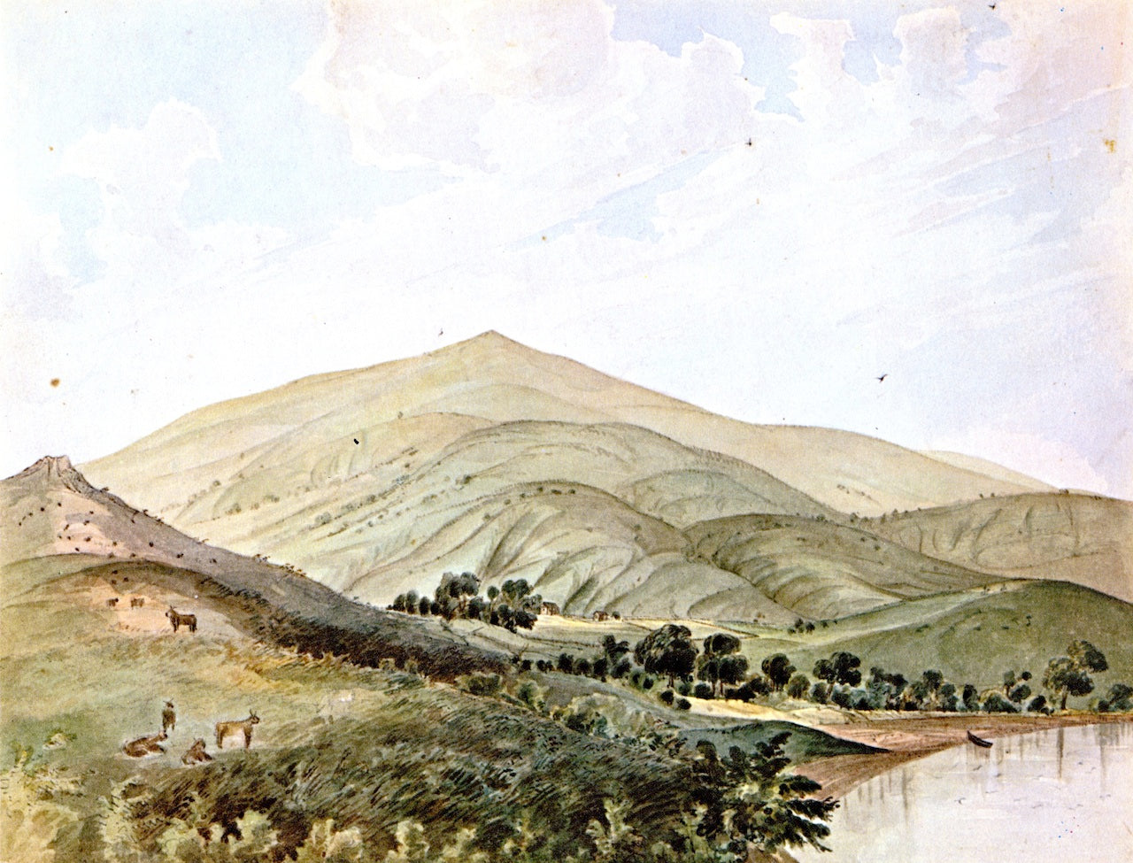 Shanghai Rancho near Saucelito-California, San Francisco Bay, vintage artwork by James Madison Alden, 12x8" (A4) Poster
