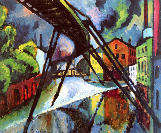 Elevated Train, vintage artwork by Adolf Erbslöh, 12x8" (A4) Poster