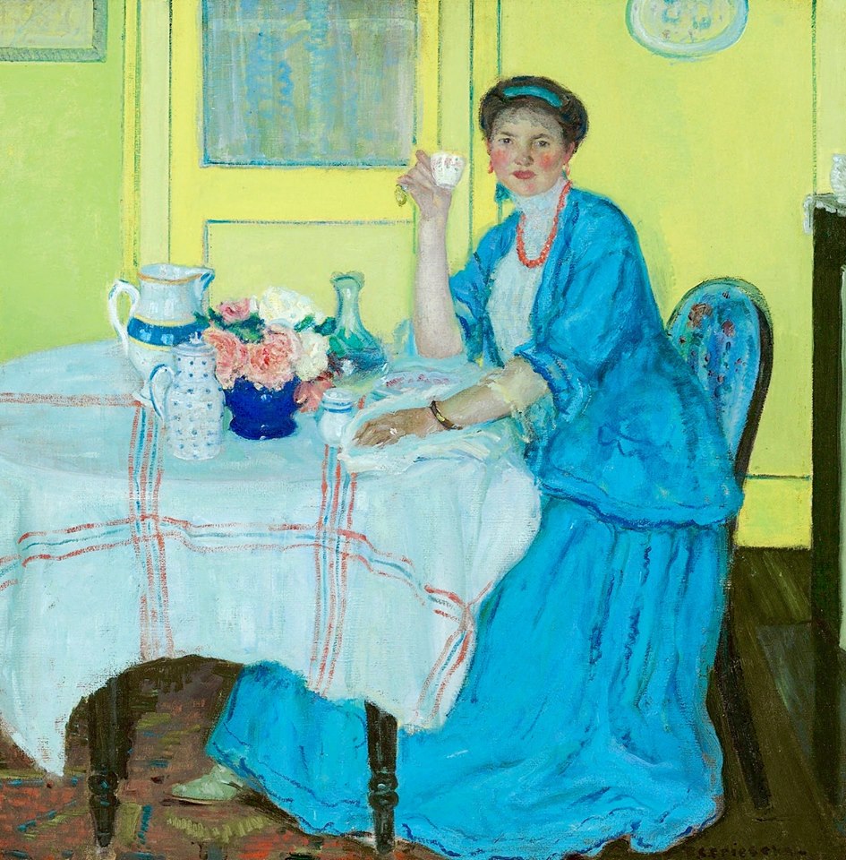 The Breakfast Room, vintage artwork by Frederick Carl Frieseke, 12x8" (A4) Poster
