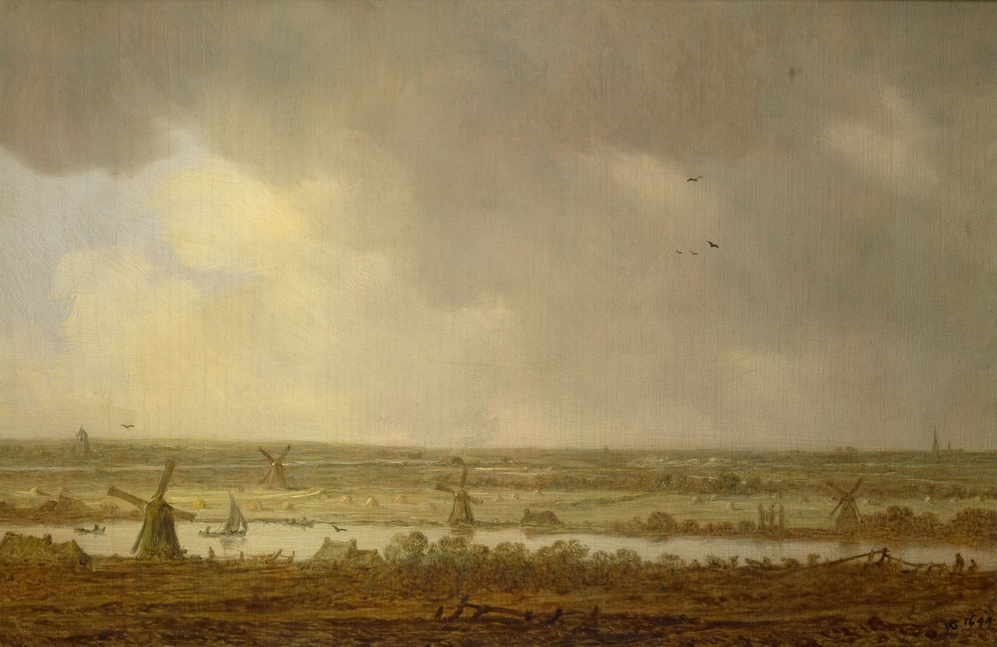 Polder Landscape, vintage artwork by Jan van Goyen, 12x8" (A4) Poster