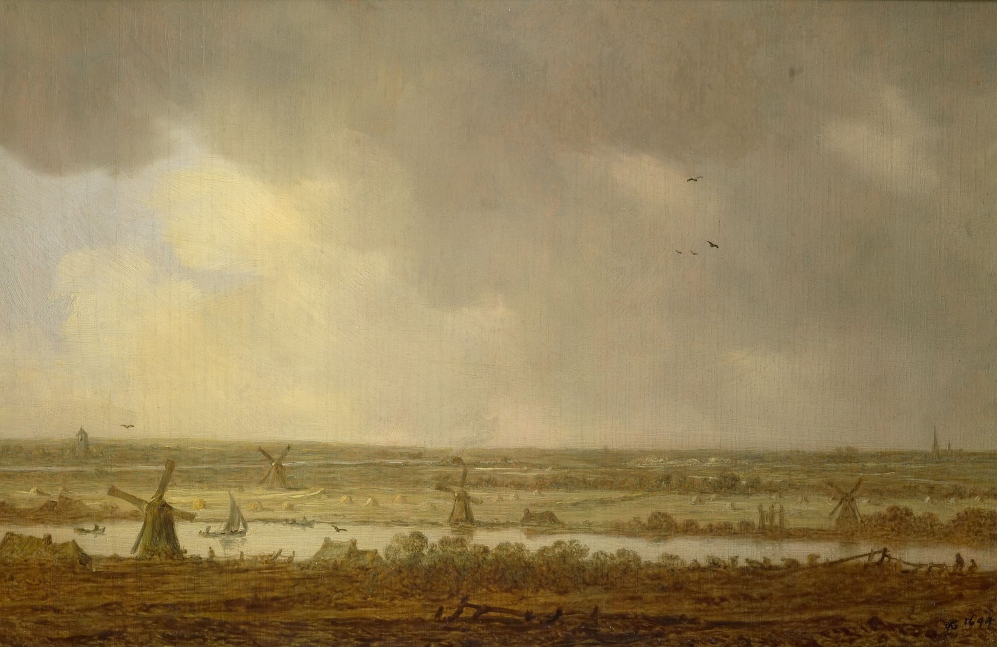 Polder Landscape, vintage artwork by Jan van Goyen, 12x8" (A4) Poster